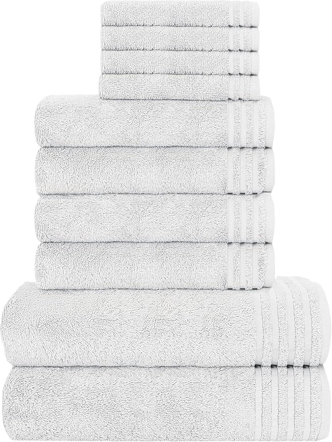 10 Piece Monaco Luxury Egyptian Cotton Towel Set 500 GSM with 4 Face Towels 4 Hand Towels 2 Bath Towels for Bathroom by OLIVIA ROCCO