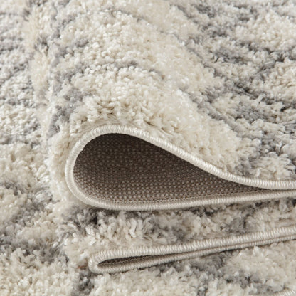 Moroccan Ivory Grey Shaggy Rug | 1000