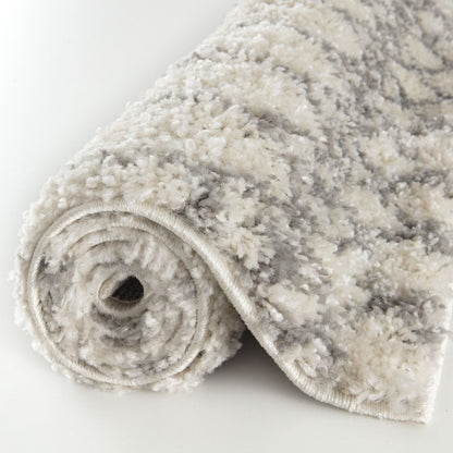 Moroccan Ivory Grey Shaggy Rug | 1000