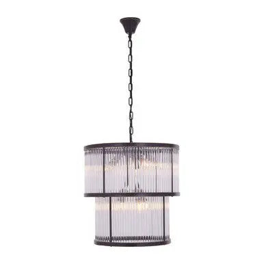 2 Tier Antique Black Glass Chandelier | Salasco