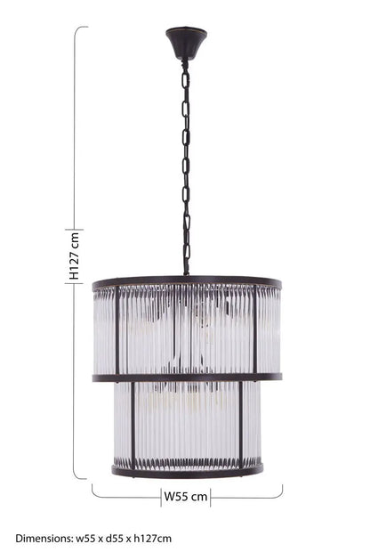 2 Tier Antique Black Glass Chandelier | Salasco