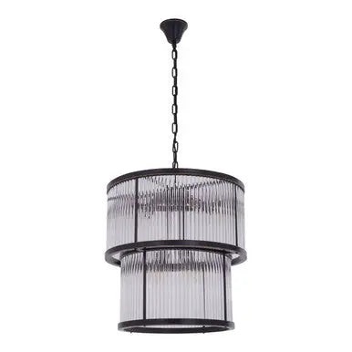 2 Tier Antique Black Glass Chandelier | Salasco