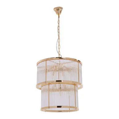 2 Tier Gold Finish Glass Chandelier | Salasco