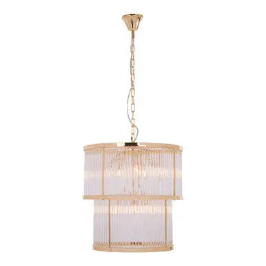 2 Tier Gold Finish Glass Chandelier | Salasco