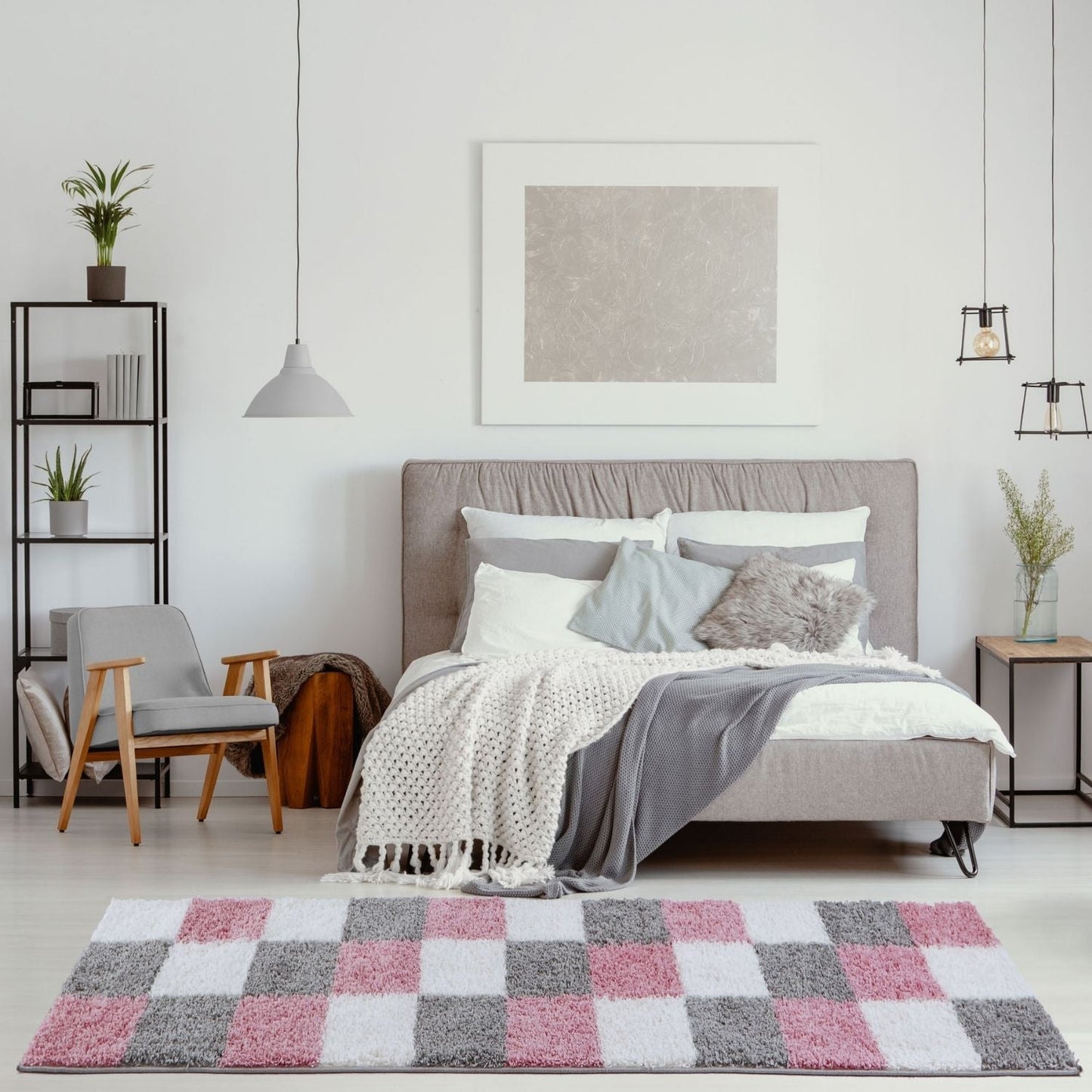 Myshaggy Geometric Pink Rug