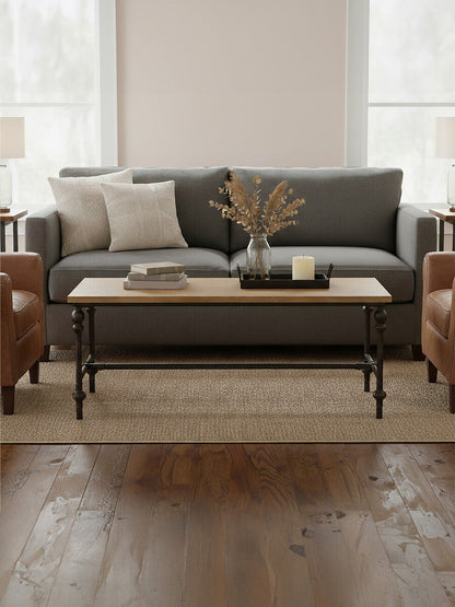 Natural Rectangular Coffee Table with Distressed Fir Wood Top | Tribeca