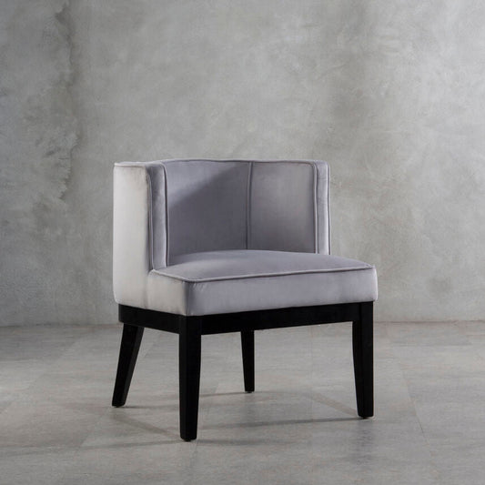 Daxton Light Grey Velvet Chair with Curved Back