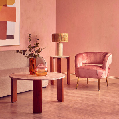 Larissa Pink Velvet Curved Chair
