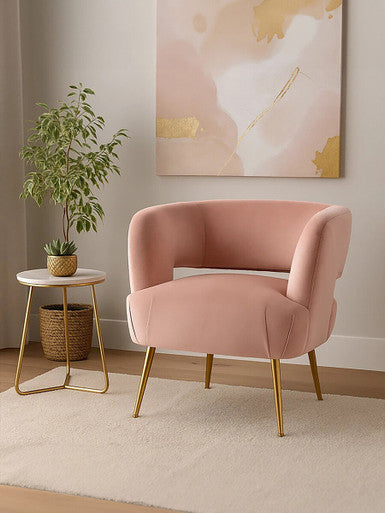 Larissa Pink Velvet Curved Chair