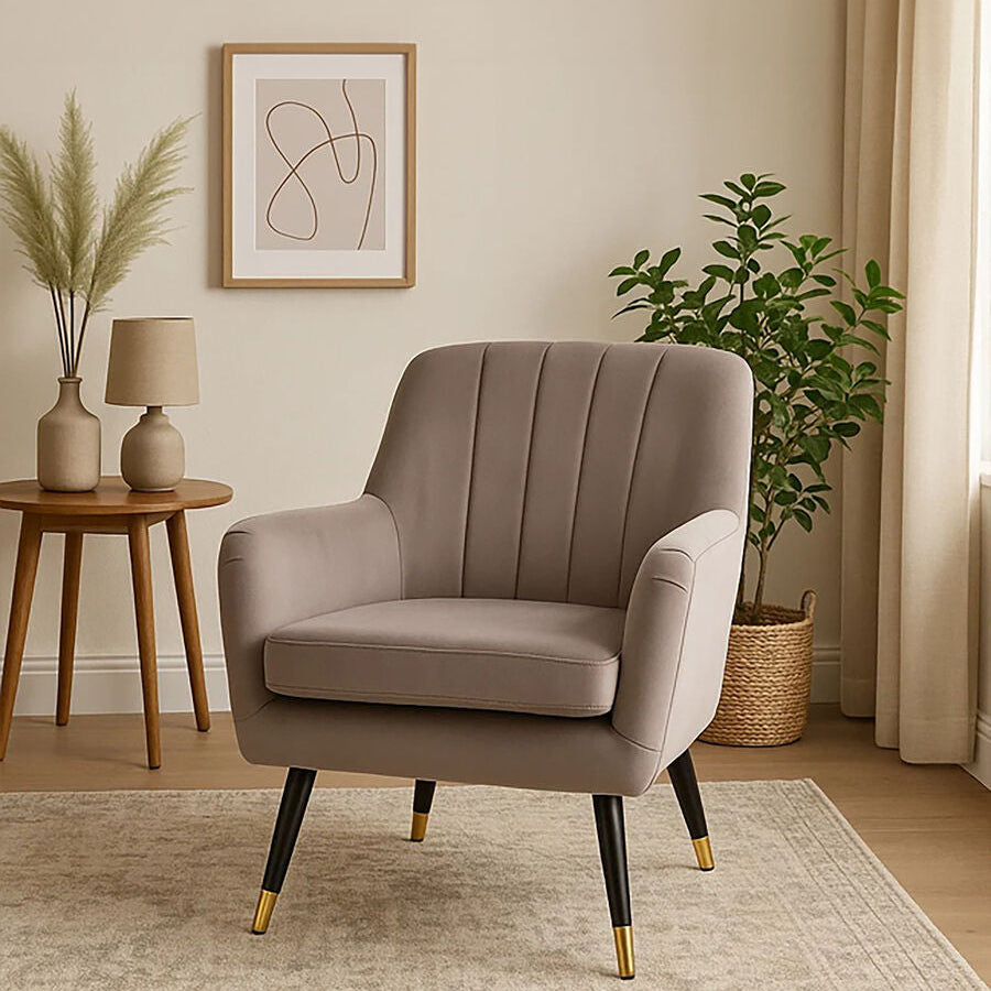 Loretta Mink Velvet Accent Chair