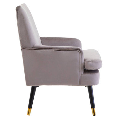 Loretta Mink Velvet Accent Chair with Gold Tipped Legs