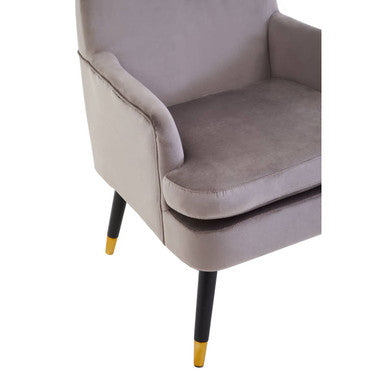 Loretta Mink Velvet Accent Chair with Gold Tipped Legs