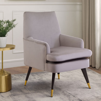 Loretta Mink Velvet Accent Chair with Gold Tipped Legs