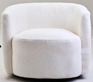 Montreal Ivory Boucle Effect Curved Swivel Lounge Chair