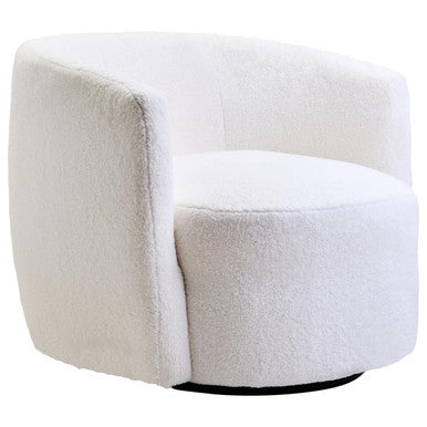 Montreal Ivory Boucle Effect Curved Swivel Lounge Chair