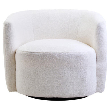 Montreal Ivory Boucle Effect Curved Swivel Lounge Chair