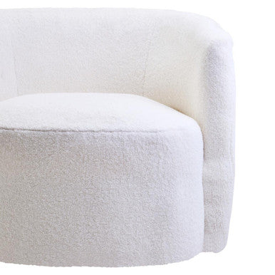 Montreal Ivory Boucle Effect Curved Swivel Lounge Chair