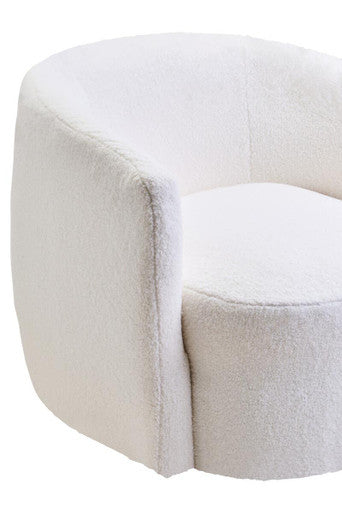 Montreal Ivory Boucle Effect Curved Swivel Lounge Chair