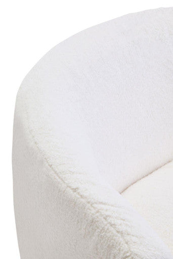 Montreal Ivory Boucle Effect Curved Swivel Lounge Chair