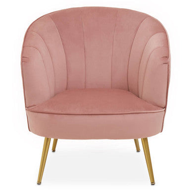 Yolanda Pink Velvet Curved Chair