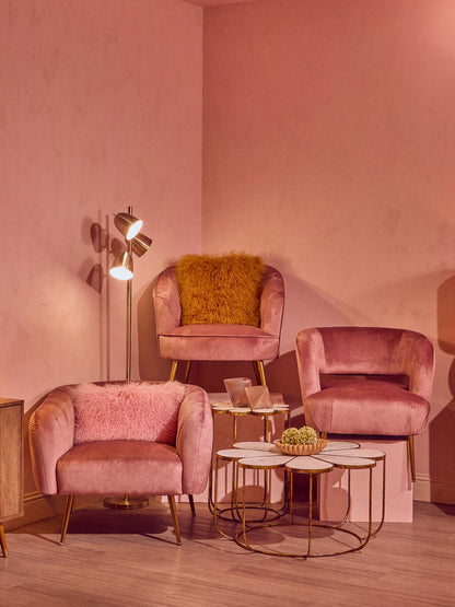 Yolanda Pink Velvet Curved Chair