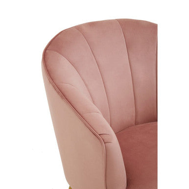 Yolanda Pink Velvet Curved Chair