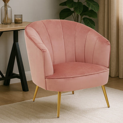 Yolanda Pink Velvet Curved Chair