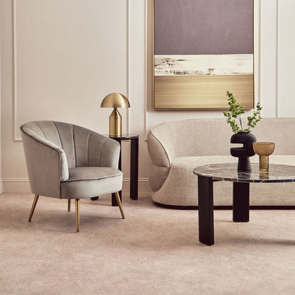 Yolanda Grey Velvet Curved Chair