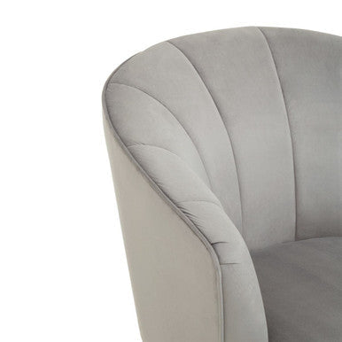 Yolanda Grey Velvet Curved Chair