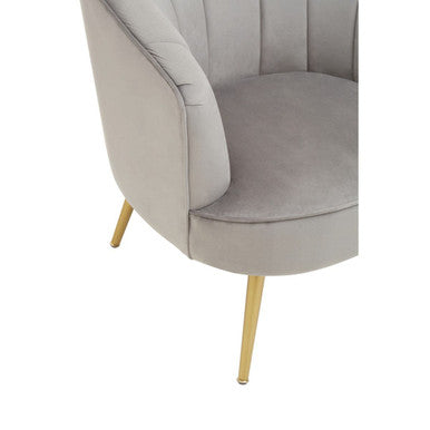 Yolanda Grey Velvet Curved Chair