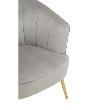 Yolanda Grey Velvet Curved Chair