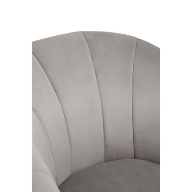 Yolanda Grey Velvet Curved Chair