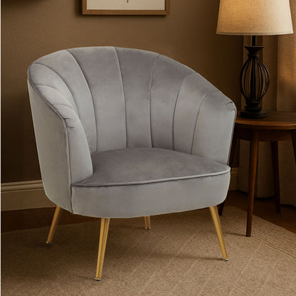 Yolanda Grey Velvet Curved Chair