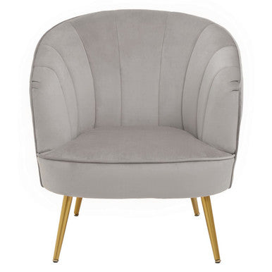 Yolanda Grey Velvet Curved Chair