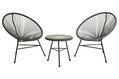 Miami Grey Rattan 3 Piece Patio Set with Glass Top Table