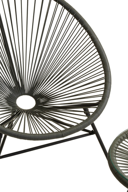 Miami Grey Rattan 3 Piece Patio Set with Glass Top Table