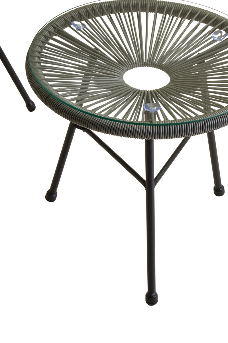 Miami Grey Rattan 3 Piece Patio Set with Glass Top Table
