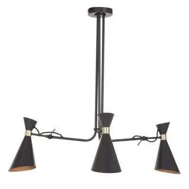 3 Shade Black and Gold Bent Arm Pendant | Linox