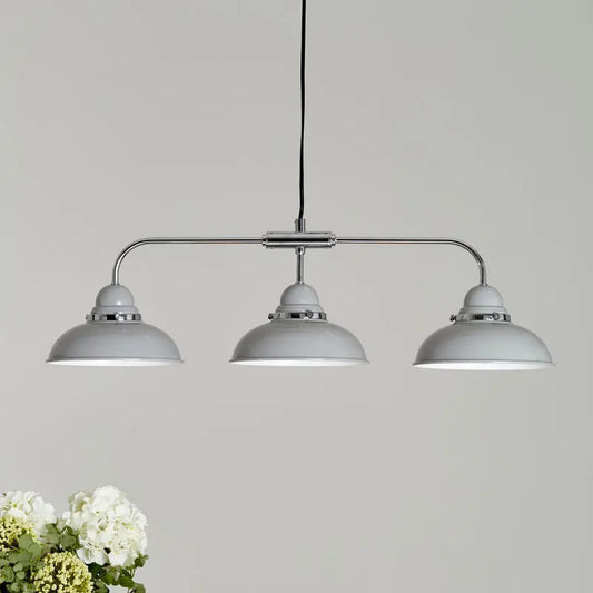 3 Shades Light Grey and Chrome Pendant Light | Jasper