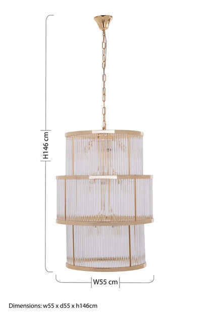 3 Tier Gold Finish Glass Chandelier | Salasco