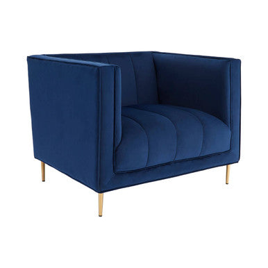 Otylia Deep Blue Velvet Club Style Armchair