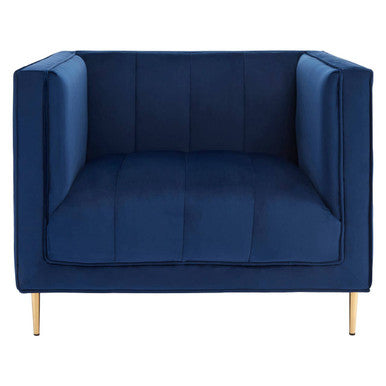 Otylia Deep Blue Velvet Club Style Armchair