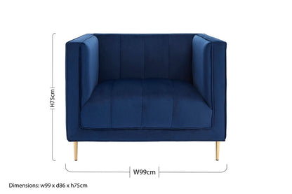 Otylia Deep Blue Velvet Club Style Armchair