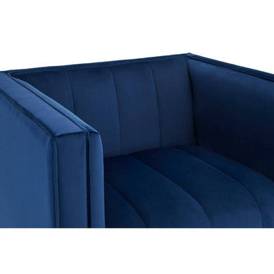Otylia Deep Blue Velvet Club Style Armchair