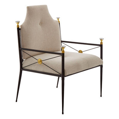 Monroe Natural Linen Chair with Black Metal Legs