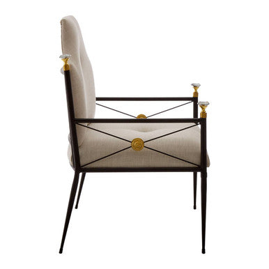 Monroe Natural Linen Chair with Black Metal Legs