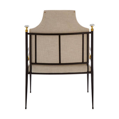 Monroe Natural Linen Chair with Black Metal Legs