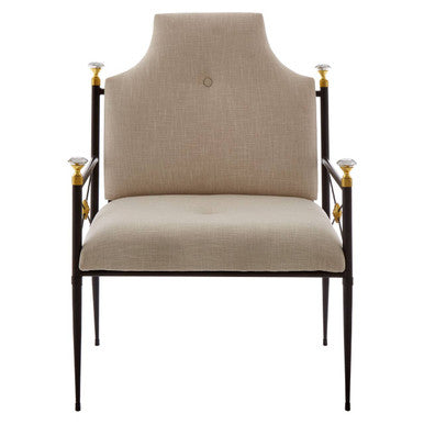 Monroe Natural Linen Chair with Black Metal Legs