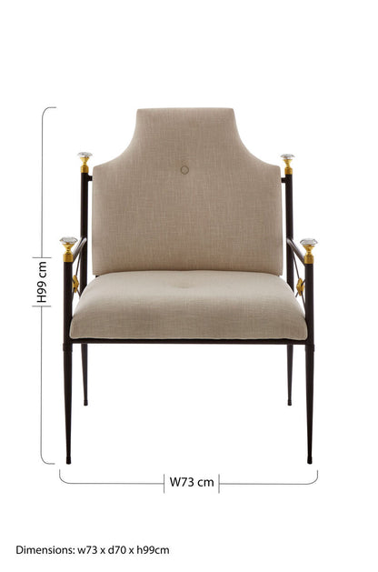 Monroe Natural Linen Chair with Black Metal Legs