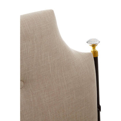 Monroe Natural Linen Chair with Black Metal Legs
